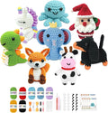 8Pcs Crochet Kit for Beginners, 2026 Great Christmas Gift for Crochet Lovers, DIY Craft for Adults and Kids, Crocheting Animal Kits with Step by Step Videos, Yarn, Crochet Hook, Birthday Holiday Gift