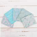 Threadart Exclusive 5 Fat Quarter Bundles - Light Aqua Vintage Prints 100% Cotton Fabric - Premium 100% Cotton Quilting Fabric - No Duplicates - Full Size Fat Quarters 18"x21" - Light Aqua