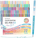 Glitter Gel Pens, 72 Pack Colored Pens for Black Paper & White Paper, 1.0mm Point Pens, Large Capacity Ink Pens for Coloring, Writing, Drawing, Journaling, Note Taking, Office, Home