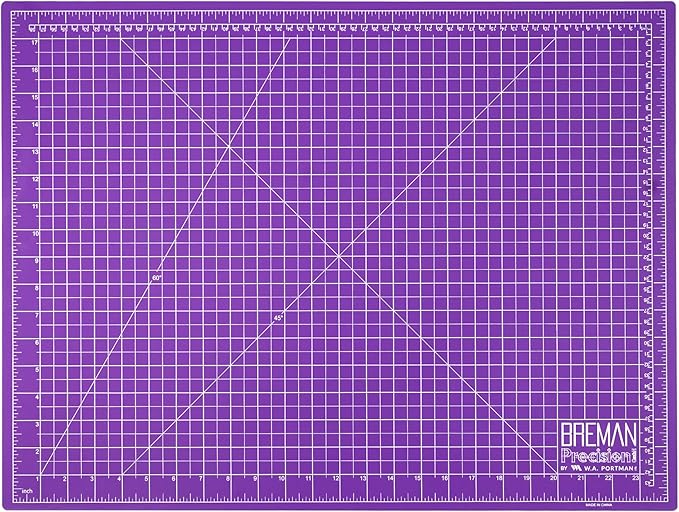 Breman Precision 18x24 Inch Self Healing Cutting Mat – 2-Sided 5-Ply PVC Purple/Gray Cutting Mats for Crafts, Sewing, Quilting & DIY Projects with Durable Non-Slip Surface and Precise Grid Lines