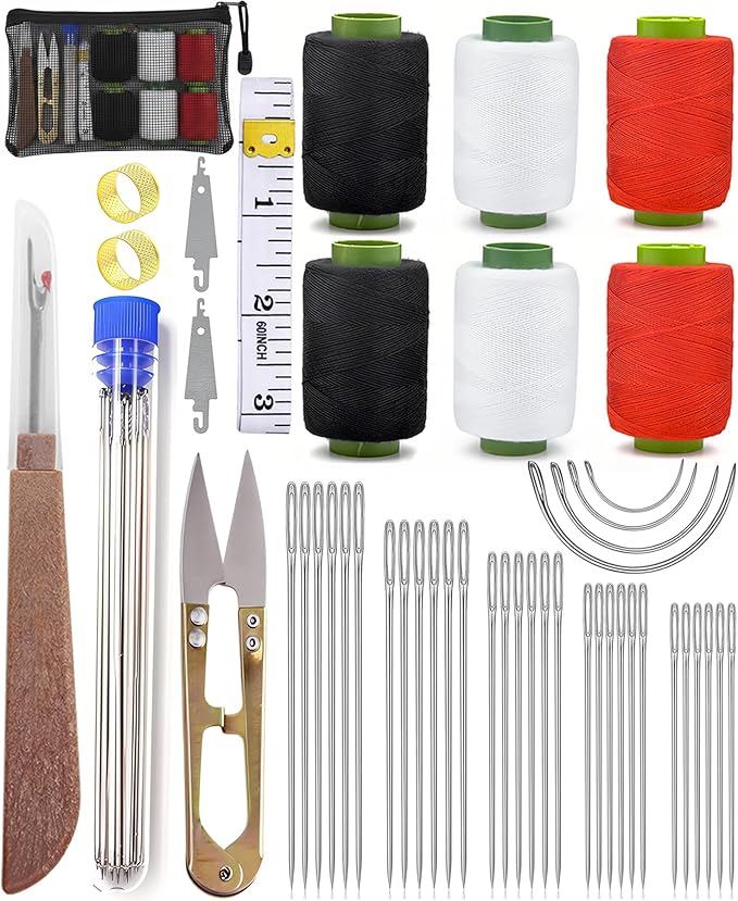 44Pcs Sewing Tool Set, Big Eye Steel Sewing Needle Kit, Threader and Needle Repair Kit Stainless Steel Needles for Hand Sewing