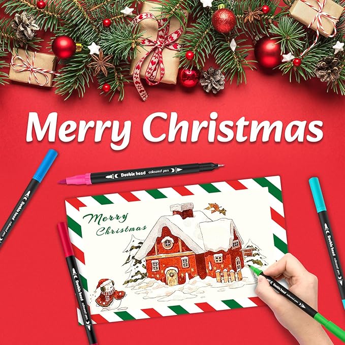 Markers for Adult Coloring Books No Bleeding, 72 Colors Dual Tip Coloring Markers for Adults, Brush&Fine Tip Art Supplies for Calligraphy, Journaling, Sketching, Christmas Gifts for Teens with Case
