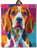 Colorful Beagle Dog Throw Blanket for Boys Girls Kids Adults Women, Fuzzy Warm Soft Cozy Flannel Blankets Gifts for Bedroom, Couch, Travel, Home Decor 50x60 in