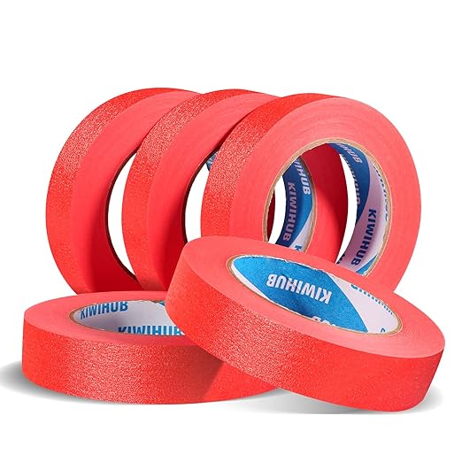 Red Painters Tape,1” x 60 Yds x 5 Rolls (300 Yards Total) - Medium Adhesive Masking Tape for Painting,Labeling,DIY Crafting,Decoration and School Works