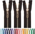 #5 Gold Metal Zipper - 50+ Colors - 3 PCS - (4-14 inches) Sizes - Luxury Lightweight Handcraft Metal Zippers with pulls for Purses Bags Pockets Shoes Sewing & Crafts DIY ZP025014