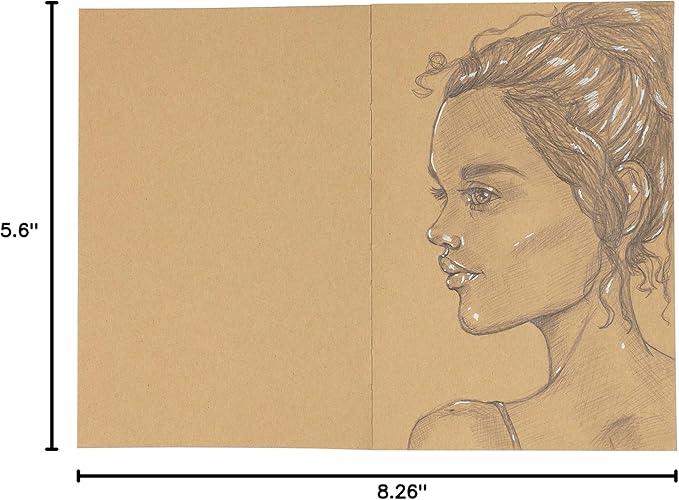 SoHo Urban Artist Open Bound Sketch Pads - Open Coptic Bound Sketch Pads for Drawing, Calligraphy, Any Dry Media, & More! - [Kraft - 5.6x8.26 - Single]