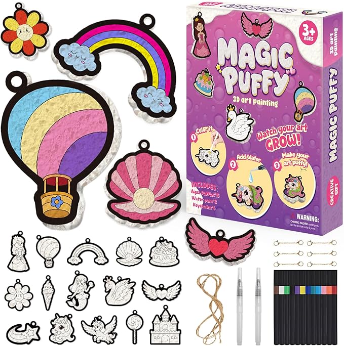 FarmNix 3D Art Kit, Magic Foam Texture Painting Kit, Zero-Pollution Digital Coloring Creative Crafts for Kids, DIY Painting Gifts for Children's Birthday Parties Ages 4, 5, 6, 7, 8, 9, 10