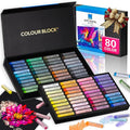 COLOUR BLOCK Soft Pastels for Artists - 80 Colors Square Chalk Soft Pastels Art Set in CARBON Box - Vibrant Pigments Art Kit for Painting, Drawing, Sketching, Hobbyist.