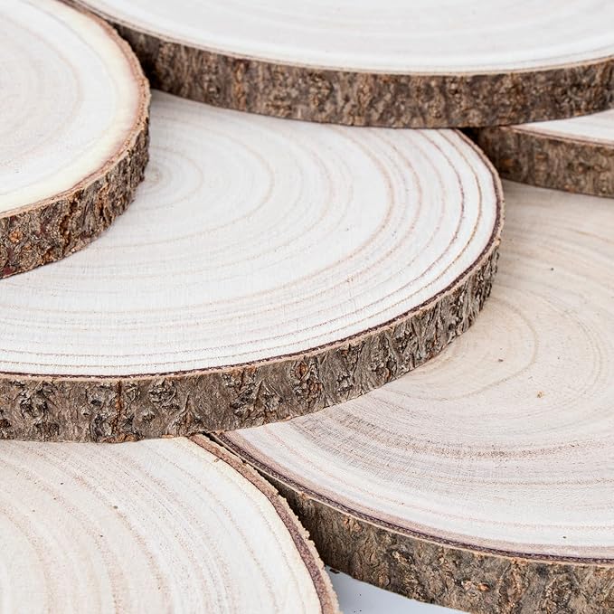 Maputune 8 Pcs 8-9 in Large Unfinished Wood Slices for Centerpieces, Natural Rustic Wooden Plate for DIY Craft, Round Wood Chips for Signage Painting Wedding Party Christmas Decor