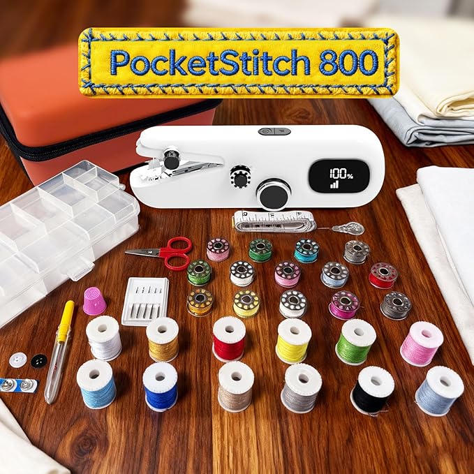Handheld Sewing Machine, Portable Mini Sewing Machine with LCD Display, 3-Speed, Rechargeable Battery & Complete Sewing Kit for Beginners, Adults, Home DIY Fabric Repair