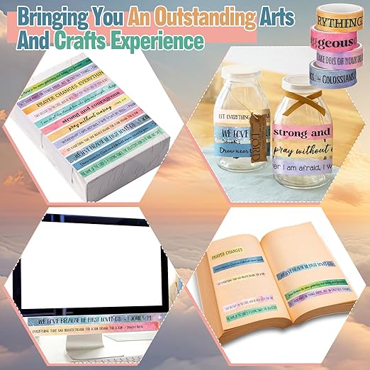 Janlaugh 24 Rolls Christian Washi Tape Gifts Bulk Religious Inspirational Scripture Supplies Rainbow Morandi Bible Verse Washi Tape for Bible Journaling Study Crafting New Year DIY Gifts