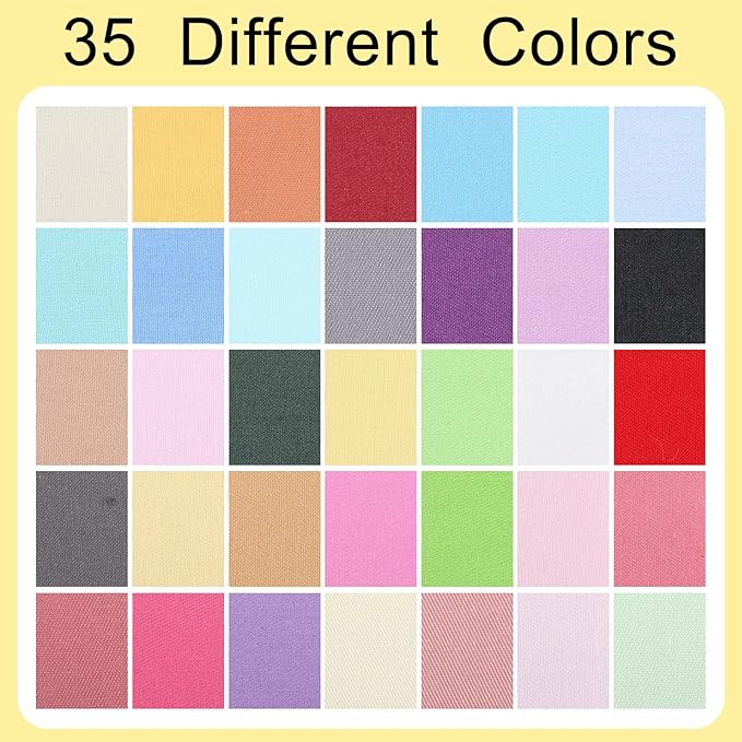 Buryeah 35 Pcs Solid Color Cotton Fabric 20 x 20 Inch (50cm x 50cm) Squares Quilting Patchwork Precut Fabric Bundles Multicolor Sewing Supplies for Beginners DIY Craft, Patchwork, Scrapbooking Cloth