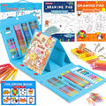 Soucolor Arts and Crafts, 283 Pieces Drawing Set Art Kits with Trifold Easel, 2 Drawing Pads, 1 Activity Coloring Book, Crayons, Oil Pastels, Watercolor Cakes, Colored Pencils, Watercolor Pens