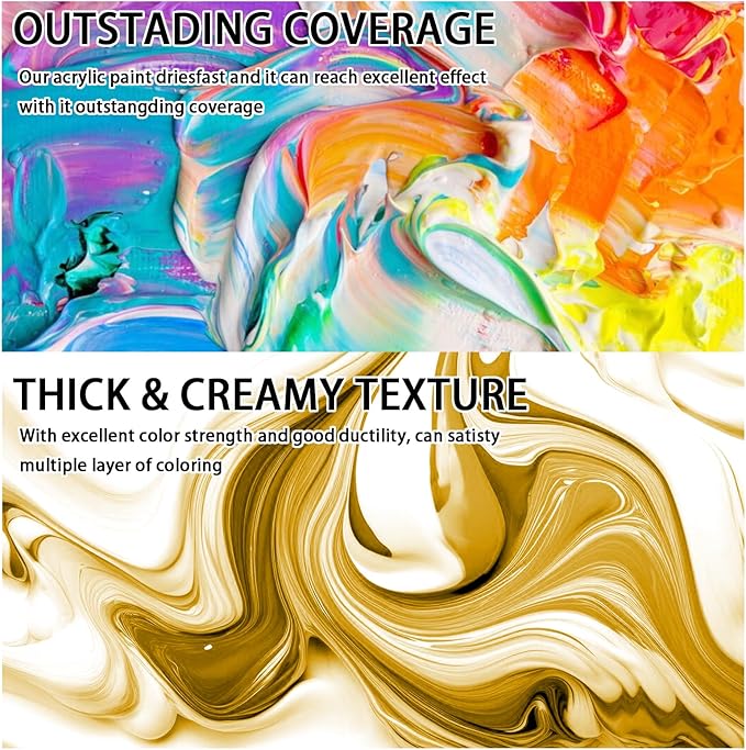 SNOWSUN Acrylic Paints, Large Bulk Heavy Body Acrylic Paint (42.4 oz, 1L) - Non Toxic Gloss Thick Art Paint for Multi-Surface, Ideal for Canvas Wood Ceramic Fabric and Leather, Stone Craft, for Artists & Beginners, Earthy Yellow