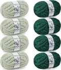 Chunky Yarn for Hand Knitting - #10 Chunky Chenille Yarn, Jumbo Big Thick Chunky Yarns for Crocheting, Super Bulky Chunky Knit Blanket Yarns, 8 Skein (25yd, 8oz/Skein), Sage & Forest