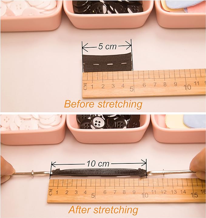 Flat Sewing Band Spool with Buttonholes, Elastic Stretchable, Ideal for DIY Waistbands and Necklines (Black, 3/4 inch × 3 Yards)