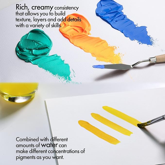 ARTIFY Acrylic Paint, Set Of 48 Color (1.29 oz, 38ml) with a storage box, Rich Pigments, Non Fading, Non Toxic Paints for Artist, Hobby Painters & Kids, Art Supplies for Canvas Painting