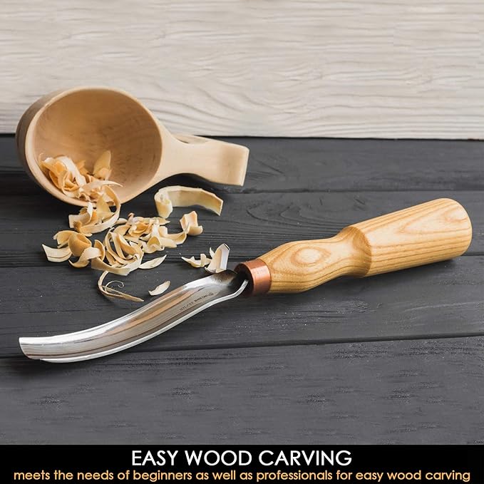 BeaverCraft Wood Carving Gouge 7L/22 Spoon Carving Tools, Chisels - Bowl Gouge, Wood Curved Chisel - Whittling Spoon Knife