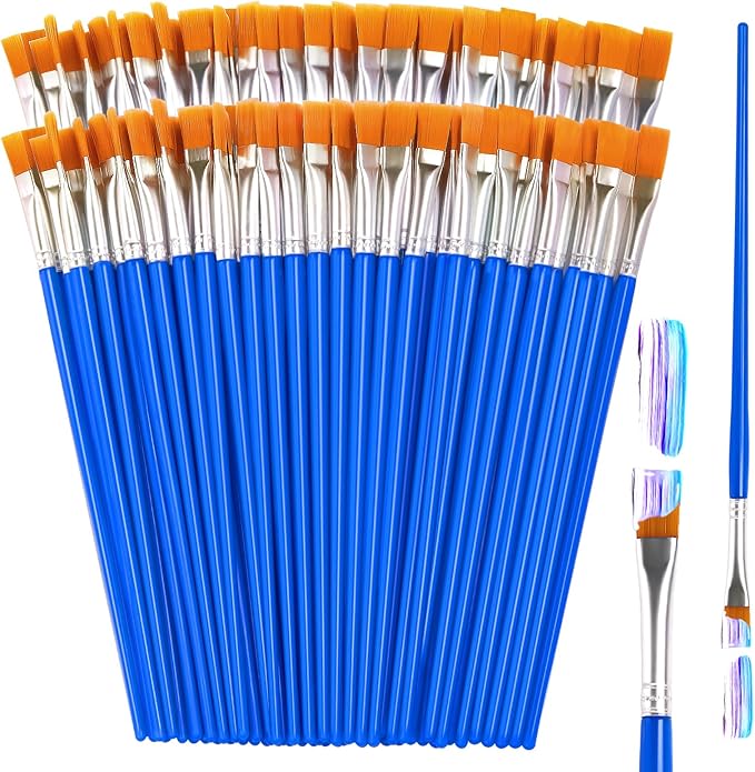 110Pcs Small Paint Brushes Bulk, Flat Top Acrylic Classroom Brush for Kids Mini Paint Brushes for Touch Up Crafts Detail Painting
