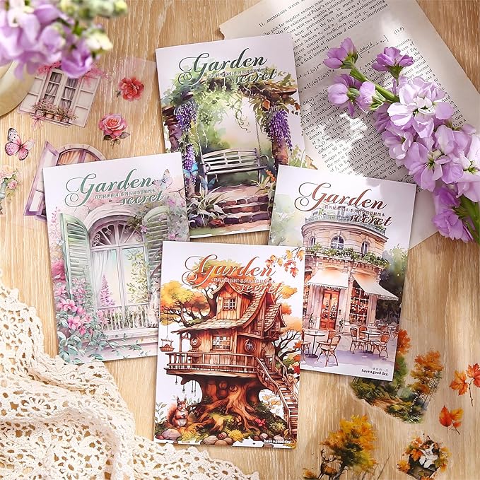 Alideco 20pcs Vintage Scrapbook Stickers Set Flower Butterfly Flower Window Sticker Book for Adults Sticker journaling Stickers for Scrapbooking(qicaisenlin)