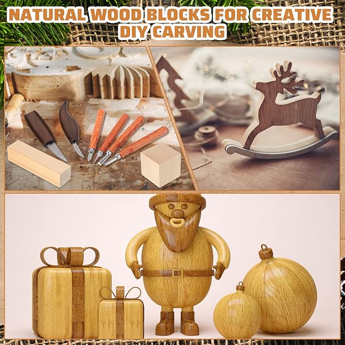 30 Pcs Wood Carving Tools Whittling Kit Include Hand Carving Knife Set Wood Blocks Cut Resistant Gloves Sawdust Brush Sharpening Stone Polishing Wax Sharpening Leather Storage Bag for Beginners