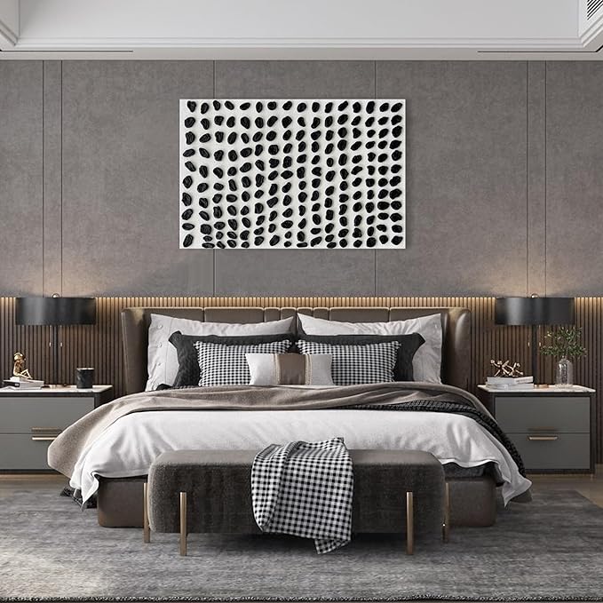 NANKAI Art Hand-Painted Black and White Texture Abstract Art Oil Painting 45x30 Inches Contemporary Minimalist Art Home Wall Decoration Painting