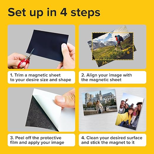 Strong Self-Stick Adhesive Magnetic Sheets 5 Pcs (8"x10"/20x25cm) – Customizable Magnetic Paper for Photo, Magnet Stickers, Labels, Crafts; for Fridge, Lockers, Whiteboards, Office, Projects