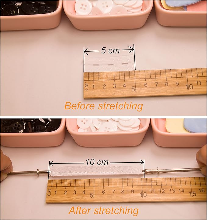 Flat Sewing Band Spool with Buttonholes, Elastic Stretchable, Ideal for DIY Waistbands and Necklines (White, 3/4 inch × 20 Yards)