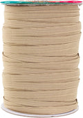 Mandala Crafts 12mm 20 Yds Roll of Tan Elastic Bands for Sewing - 1/2 Flat Elastics Cord - 1 2 Inch Braided Stretch Straps for Crafting