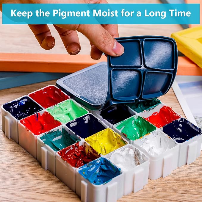 30 Compartments Plastic Paint Palette with Lid, Airtight Leakproof Watercolor Palette for Gouache, Acrylic and Oil