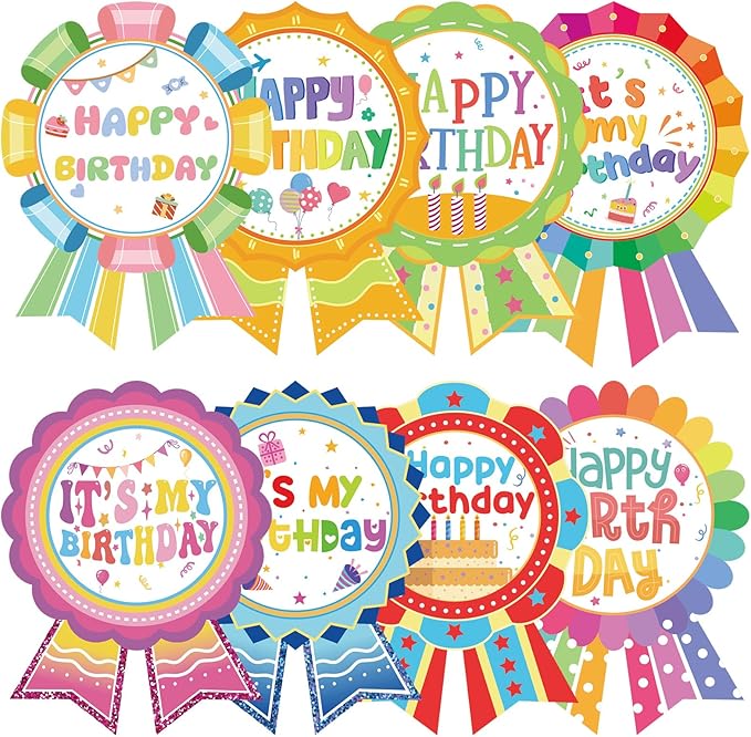240 Pcs Happy Birthday Badge Stickers, It's My Birthday Stickers for Kid Home Classroom Party Decoration (2.8×3.7 inch)