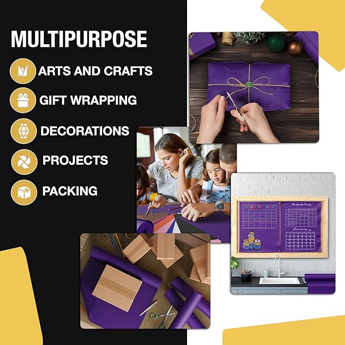 Crown Display Purple Kraft Paper Roll 36" X 1320" (110' Ft) - Colored Wrapping Paper Perfect for Shipping, Packing, and Craft Supplies