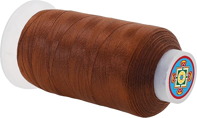 Mandala Crafts Brown Heavy Duty Thread - 1500 Yds Tex 70 Bonded Polyester Threads for Sewing Drapery, Jeans, Leather, Hair, Outdoor Marine Upholstery