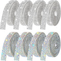 Rhinestone Ribbon Self Adhesive, 8-Rolls Bedazzling Strips, 8-Yard Rhinestone Strips for DIY Craft, Rhinestones Tape Self Adhesive, AB Crystal and Transparent Crystals Color