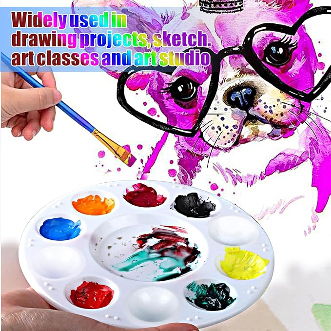 22pcs Paint Palettes, Plastic Paint Tray Palette, Paint Pallet for Adults & Kids, for Painting or DIY Craft Class, White