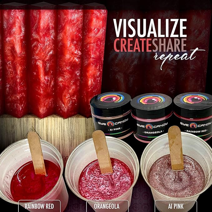 Eye Candy Pigments Premium Red Mica Powder - Rainbow Red (50gr) - for Epoxy, Resin, Soap, Paint, Woodworking, Acrylic Pouring, Bath Bombs, Fishing Lures - DIY Arts and Crafts Additive