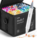 Ohuhu Alcohol Markers Brush Tip - 120-color AP Certificated Double Tipped Art Marker Set for Artist Adults Cozy Coloring Drawing Illustration - Brush and Fine Dual Tips - Honolulu B - Refillable