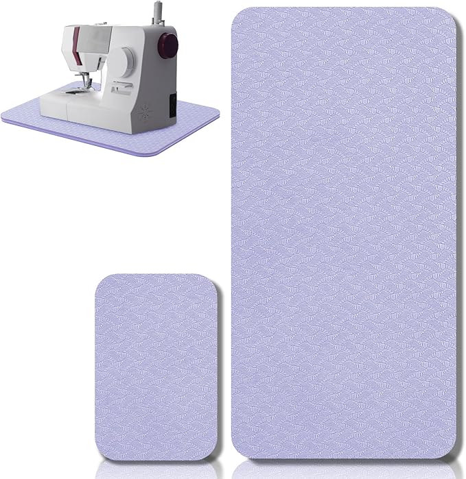 2 Pcs Sewing Machine Muffling Mat Pedal Sewing Mat Reduce Vibrations Noise No Slip Machine Accessories for Quilting (17'' X 36'' and 9'' X 14'',Lavender Purple)