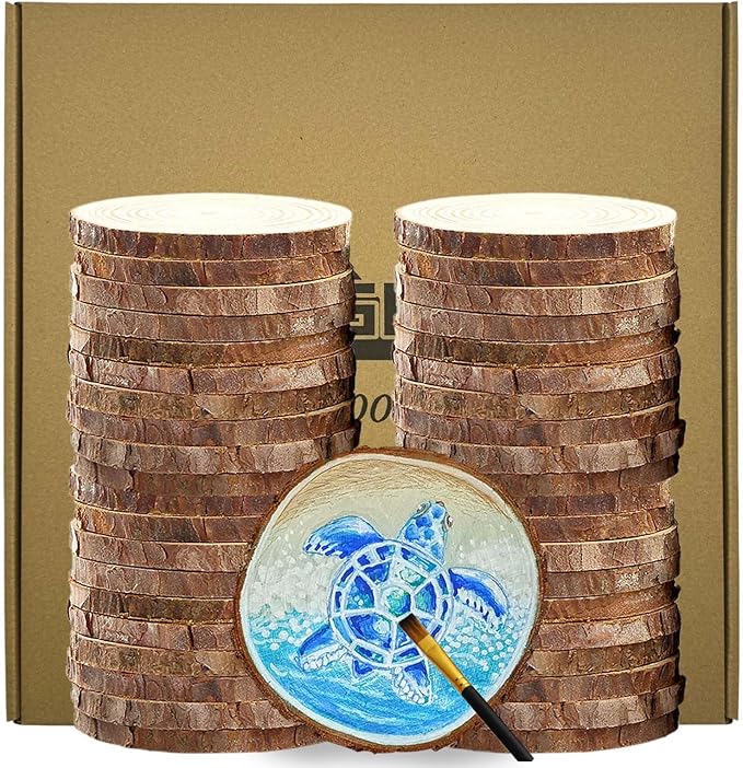 2 Inch Wood Slices Discs Ornaments for Crafts, 40 Pcs 2-2.4 inches Diameter 0.2 inches thickniss