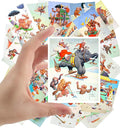 Large Stickers (24 pcs 2.5"x3.5") Apes Life Vintage Cartoon Magazine Illustration