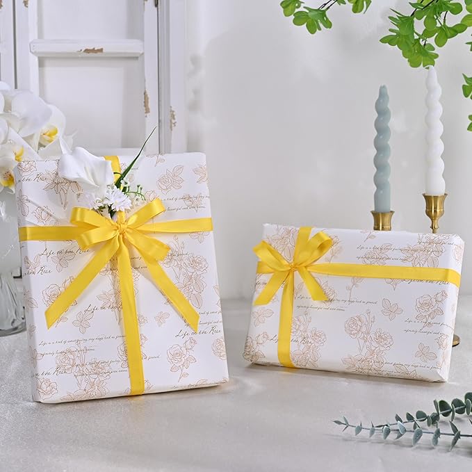 Double Face Maize Yellow Satin Ribbon 1/2 inch X 50 Yards Polyester Maize Yellow Ribbon for Gift Wrapping Very Suitable for Weddings Party Hair Bow Invitation Decorations and More