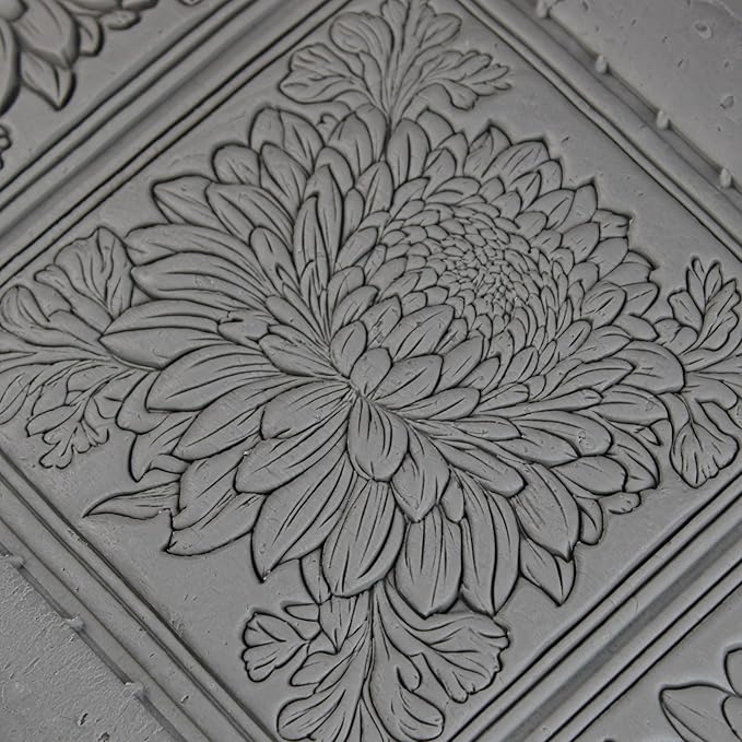 Chrysanthemum Clay Texture Roller (4") - Flower Set #01 - Embossing Pattern Roller for Polymer & Ceramic Clay, Pottery & Crafts