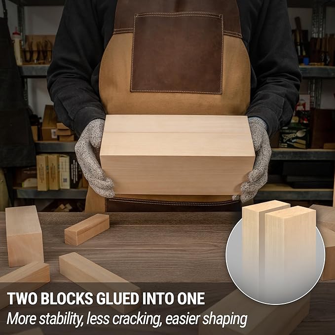BeaverCraft Basswood Carving Blocks BW1 Large Wooden Block 10x4x4 Inches - Soft Whittling Wood - Basswood for Carving - Unfinished Wood for Crafts