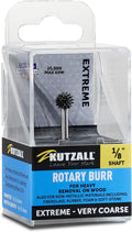 Kutzall Extreme Sphere Rotary Burr, 1⁄8" Shaft, Very Coarse - Wood Carving Bit for Dremel, Foredom, DeWalt, Milwaukee Tools. Abrasive Tungsten Carbide, 1⁄4" (6.3mm) Head Diameter, SX-14-EC