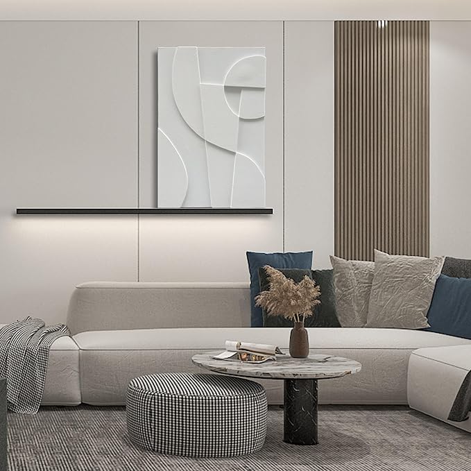 Art Hand-Painted White Abstract Texture Art Oil Painting 36x24 inch Modern Minimalist Art Canvas Wall Decoration