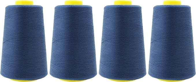Mandala Crafts 4 Pack of Serger Threads Cones Spools - 40S/2 24000 Yards Polyester Denim Threads for Sergers Machine and Overlock Quilting Sewing Machine