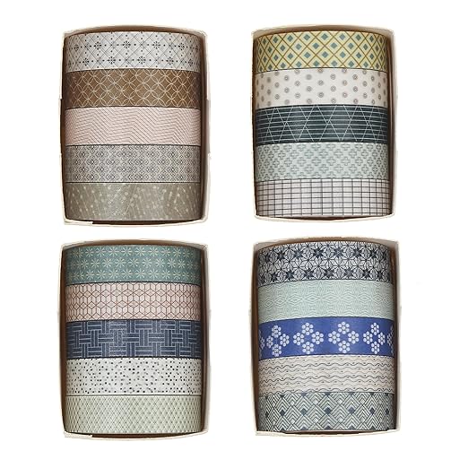 YUBX Simple Geometric Washi Tape Set 20 Rolls Minimal Patterns Decorative Thin Masking Tapes for Arts, DIY Crafts, Journals, Planners, Scrapbook, Wrapping (1 Misty Blue)