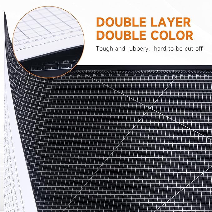 Extra Large 47'x94' Self Healing Cutting Mat，Non-Slip Worktable Mat，Black and White Side printed with precise grid lines