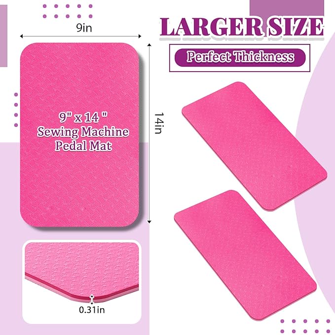 2 Pcs Sewing Machine Foot Pedal Non Slip Pad Sewing Machine Muffling Mat Reduce Vibrations Noise No Slip Pedal Accessories for Quilting (Pink)
