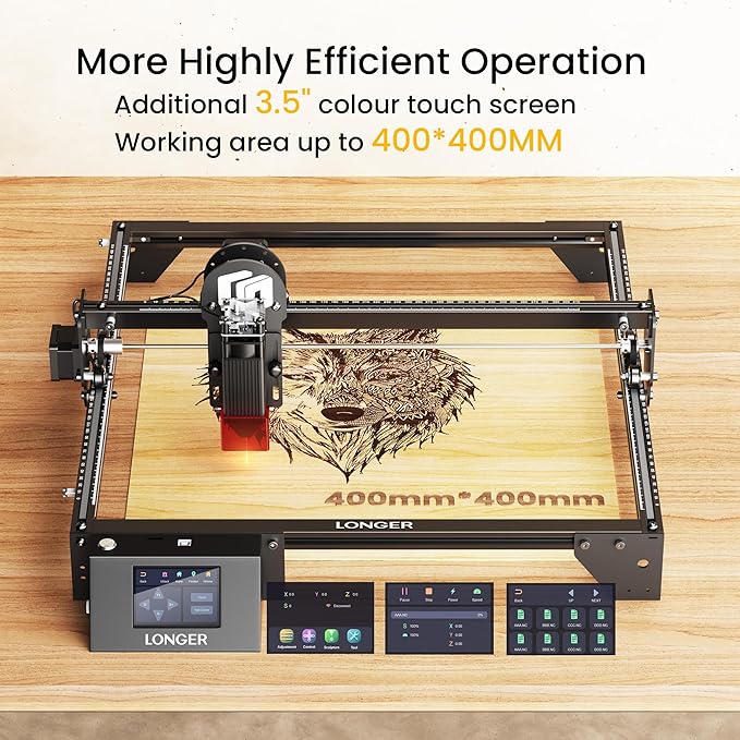 Longer RAY5 Laser Engraver, DIY Laser Engraver 5W Output Power, 3.5” Color Touch Screen, App Offline Control, Engraver Tool for Metal/Glass/Wood Engraving Area 15.75"x15.75"